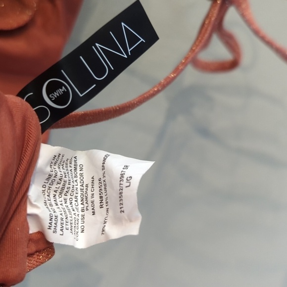 Soluna Lurex Shimmer Gold Swim Bikini Set Top and Bottoms Size Large Sweetheart - Picture 11 of 14